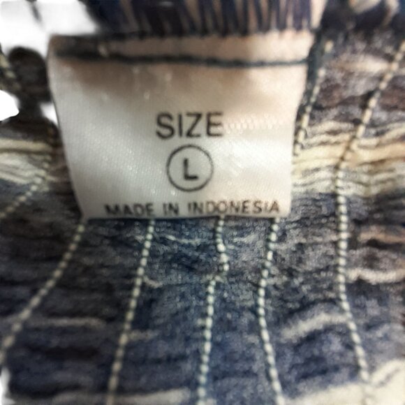 Vintage FX Fashions Jumpsuit Womens Large Navy Stripe Wide Leg Tie Sleeveless - Picture 8 of 8